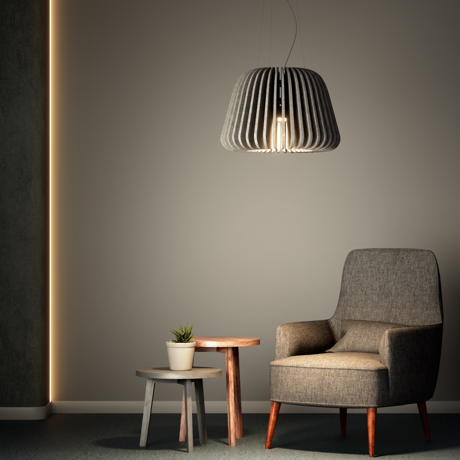 Детайлно изображение на Акустична LED лампа Echo | Филц панели | Звукопоглъщаща | IP44 Снимка на Акустична LED лампа Echo | Филц панели | Звукопоглъщаща | IP44