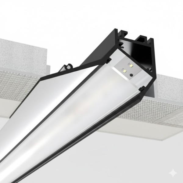 Снимка на Алуминиев профил за LED лента Fillet Pro Trimless | 94×35 мм | Безрамков монтаж в гипсокартон | 1 метър
