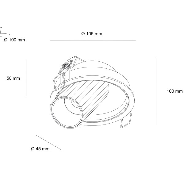 Снимка на LED луна за вграждане Dani ВМ | Бяло с черно | 7W | 3000K