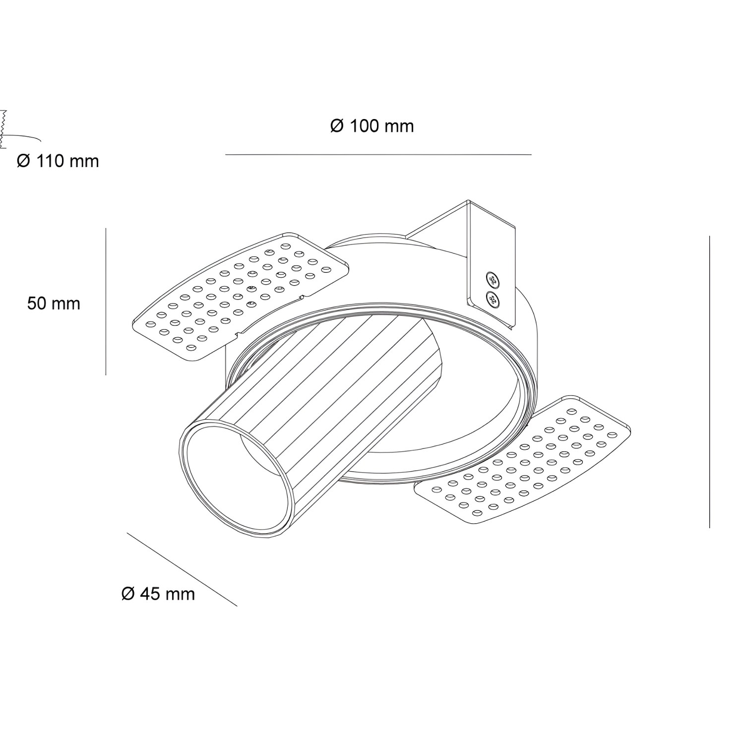 Снимка на LED луна за вграждане Dani Trimless | Бяло с черно | 7W | 3000K