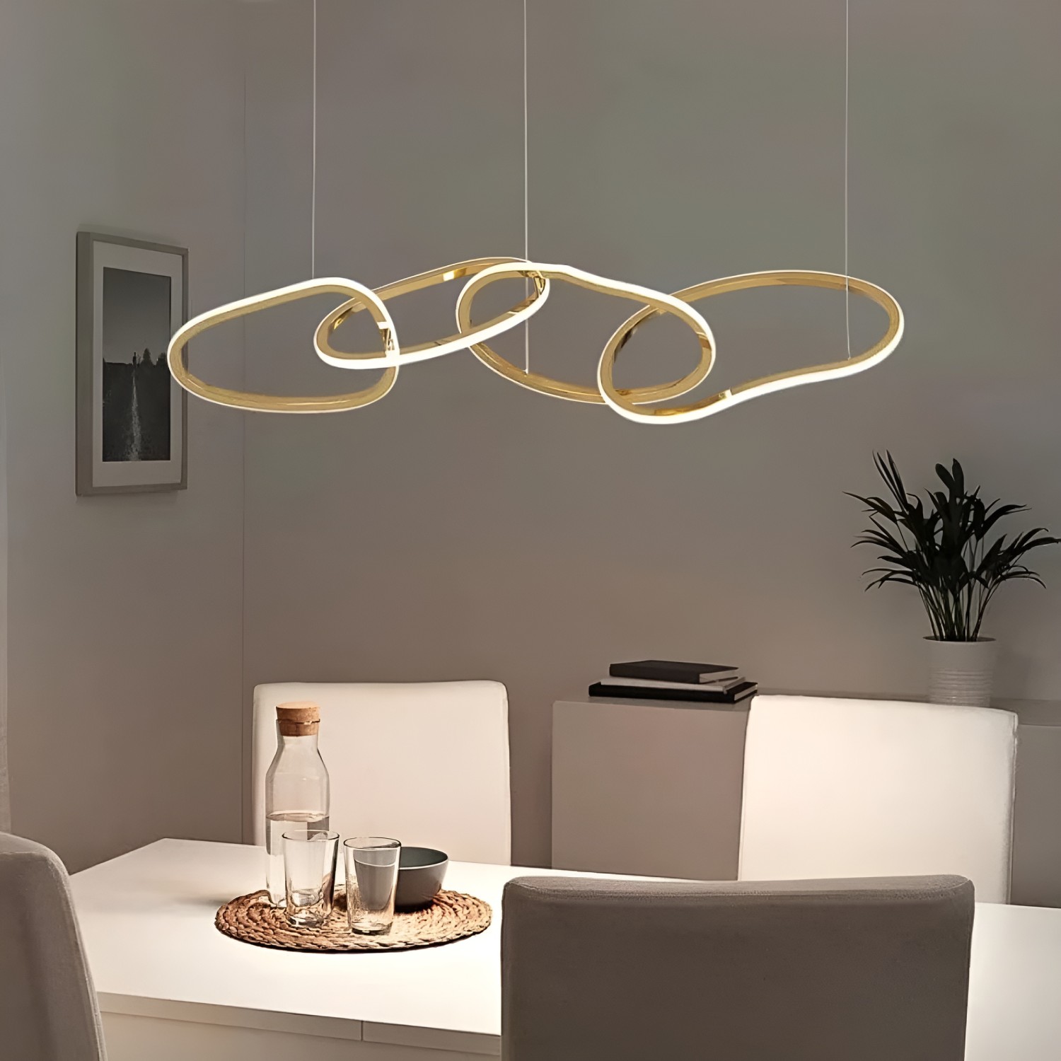 Снимка на LED полилей Meridian | Висящи халки | Златист | Черен | 35W | 3000K