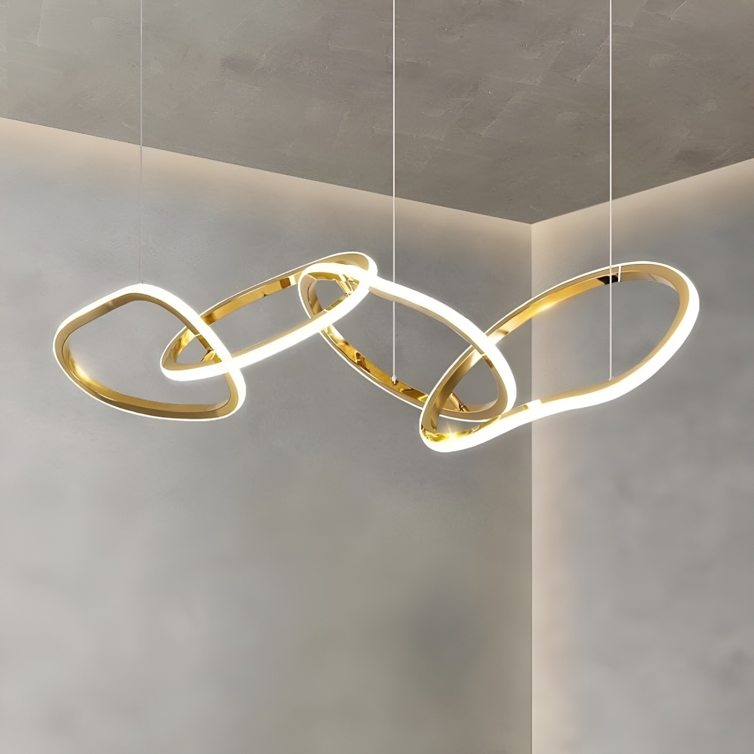 Снимка на LED полилей Meridian | Висящи халки | Златист | Черен | 35W | 3000K