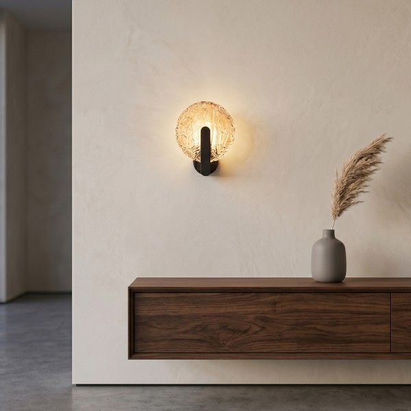 Снимка на Стенен аплик Ovia с текстурирано стъкло и тъч бутон