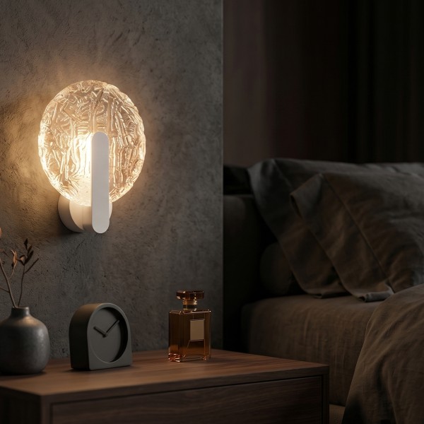 Снимка на Стенен аплик Ovia с текстурирано стъкло и тъч бутон