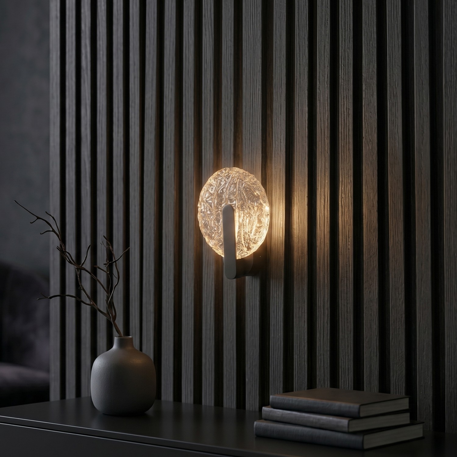 Снимка на Стенен аплик Ovia с текстурирано стъкло и тъч бутон