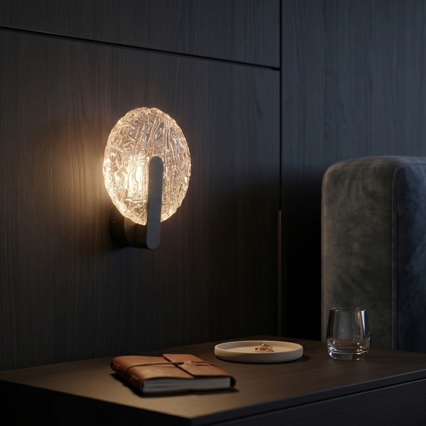 Снимка на Стенен аплик Ovia с текстурирано стъкло и тъч бутон