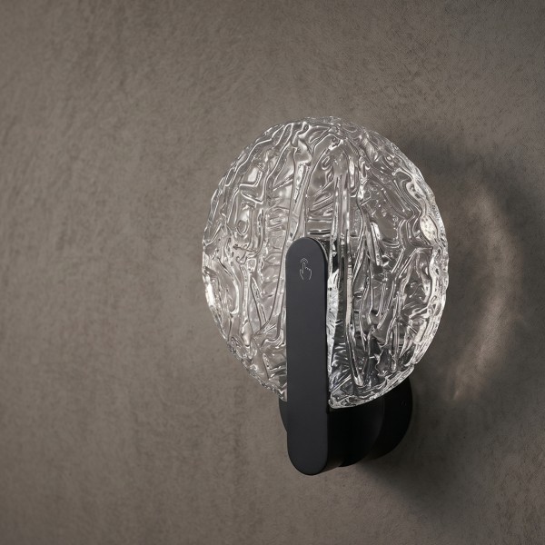 Снимка на Стенен аплик Ovia с текстурирано стъкло и тъч бутон