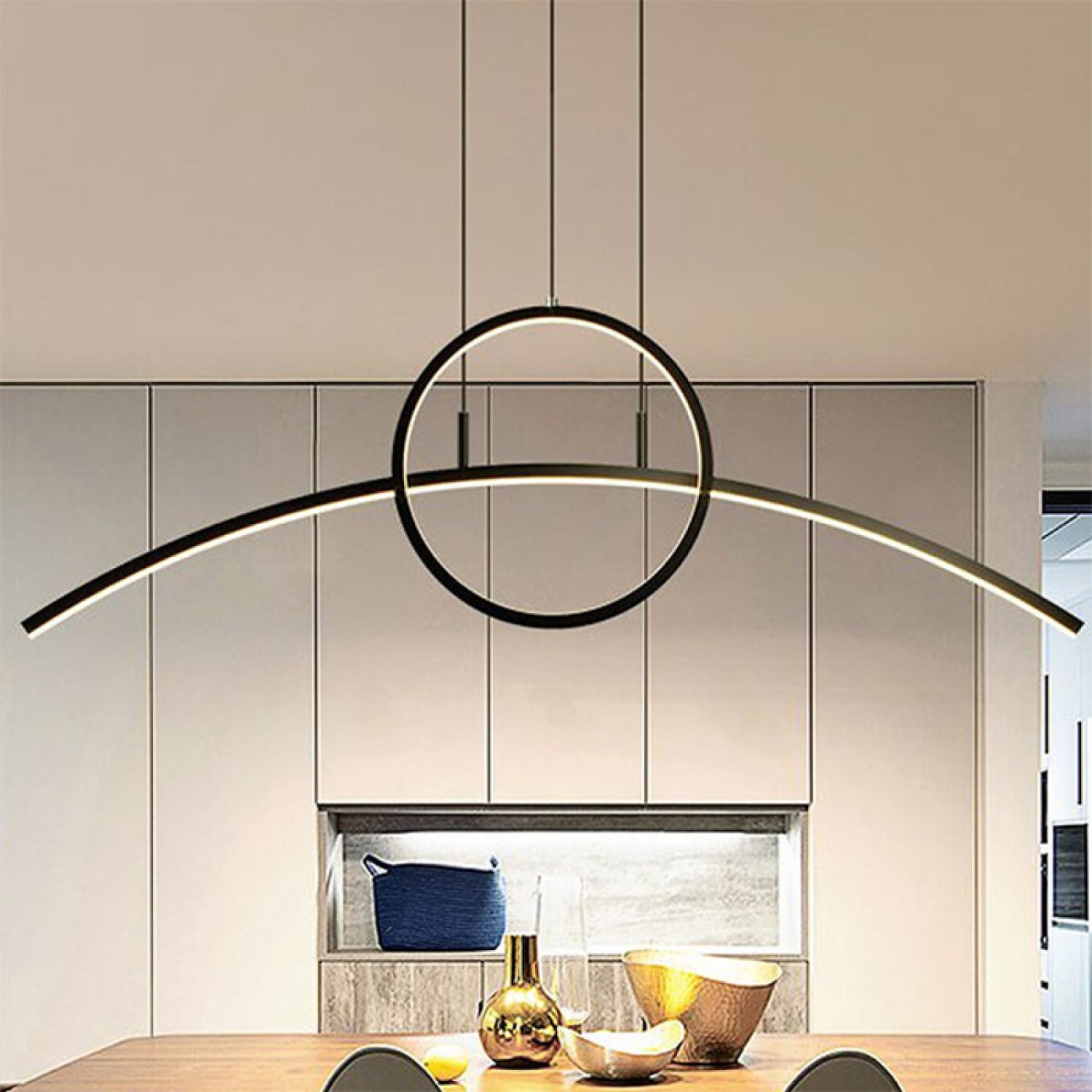 Снимка на Висящ LED полилей с кръгла и дъговидна форма Carina Rainbow (90 см) - Висящи лампи