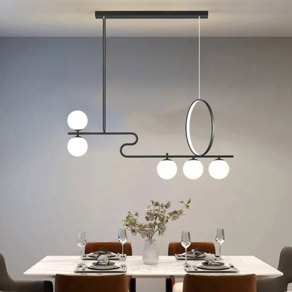 Снимка на Висящ полилей Carina Snake Ring с LED ринг и 5 крушки - Хол и дневна