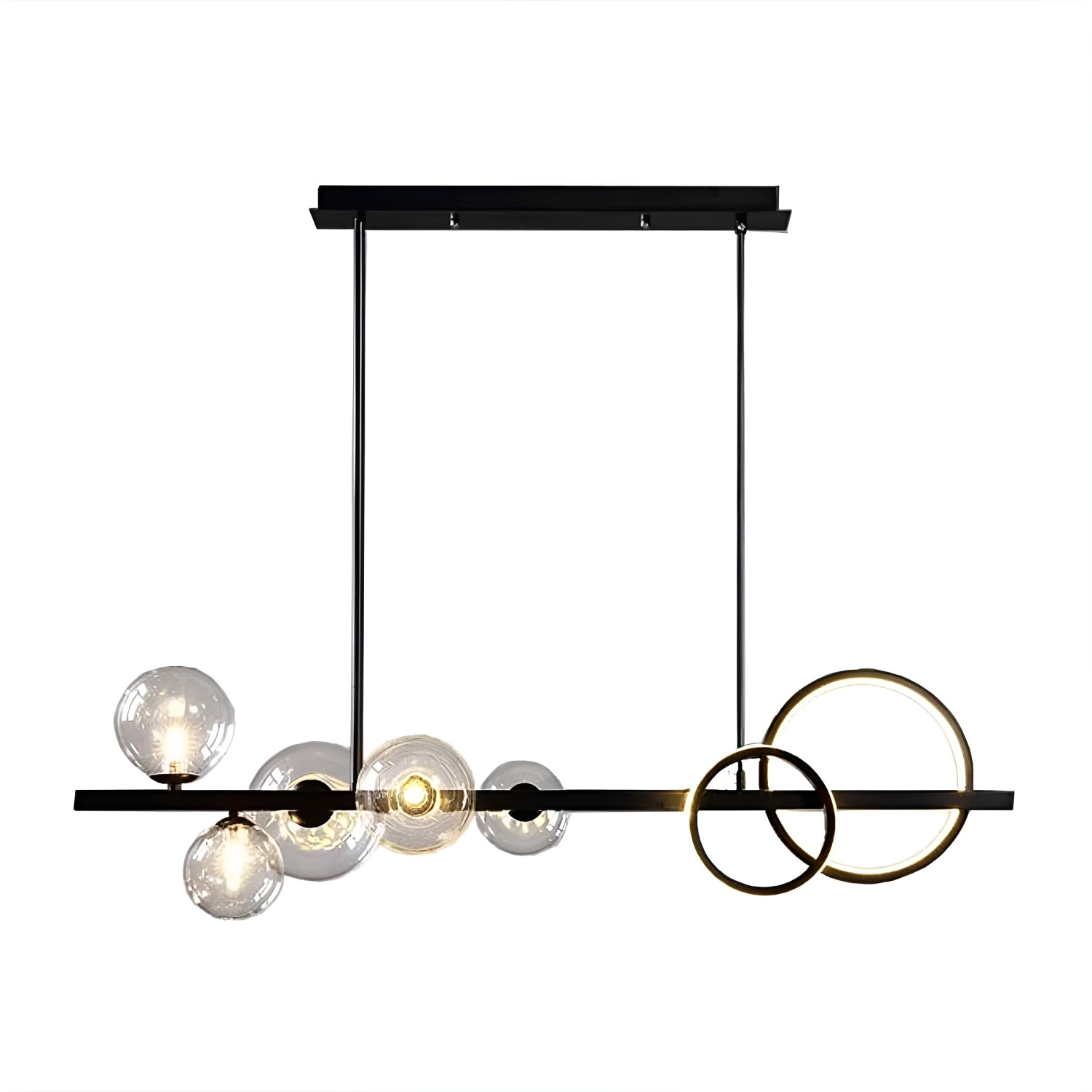 Снимка на Висящ полилей Carina Balls 5 с 5 сфери и 2 LED ринга -