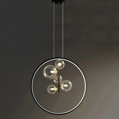 Висящ LED полилей Carina Ring 5 | Ринг и 5 стъклени сфери