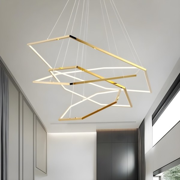 Снимка на Висящ LED полилей Solis | 3 златни рамки | 52W | 3000K