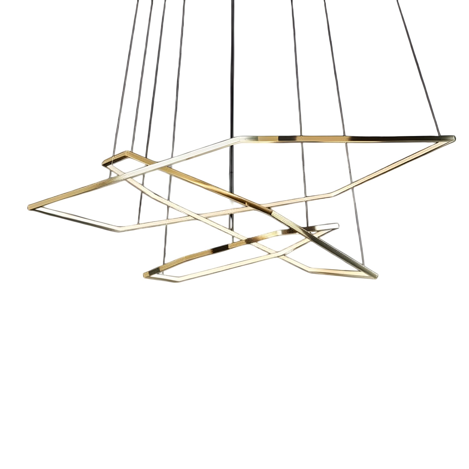Снимка на Висящ LED полилей Solis | 3 златни рамки | 52W | 3000K