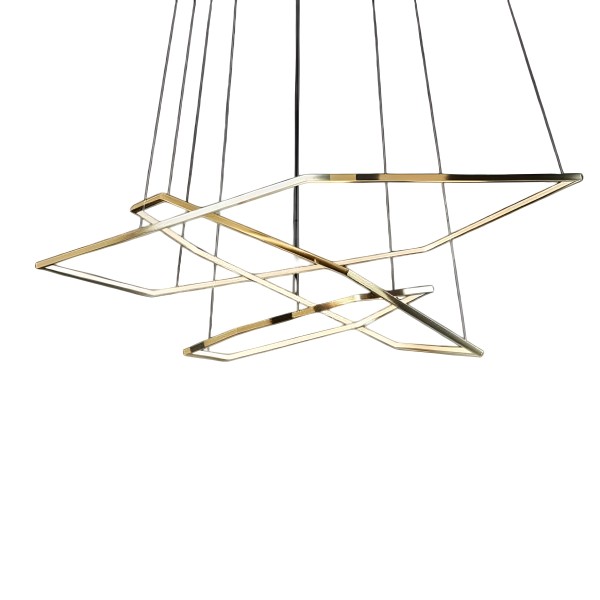 Снимка на Висящ LED полилей Solis | 3 златни рамки | 52W | 3000K
