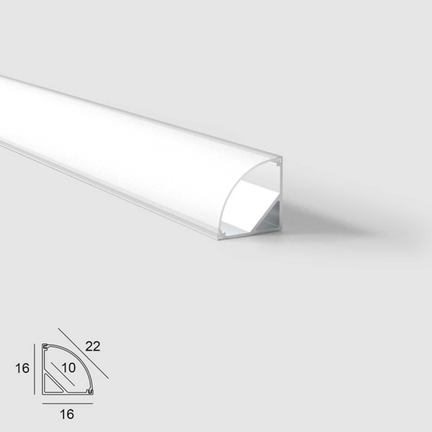 Снимка на Ъглов алуминиев LED профил 601 | 16×16 мм | 45° ъгъл | 3 метра