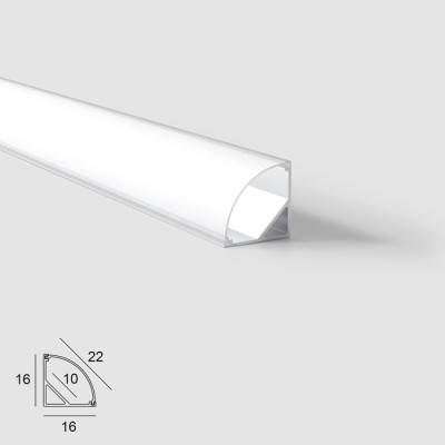 Ъглов алуминиев LED профил 601 | 16×16 мм | 45° ъгъл | 3 метра