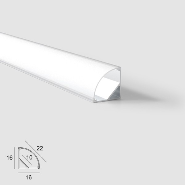 Снимка на Ъглов алуминиев LED профил 601 | 16×16 мм | 45° ъгъл | 3 метра