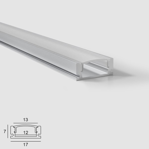 Снимка на Алуминиев профил за LED лента OM 509 | 17×7 мм | 3 метра | OPAL дифузер