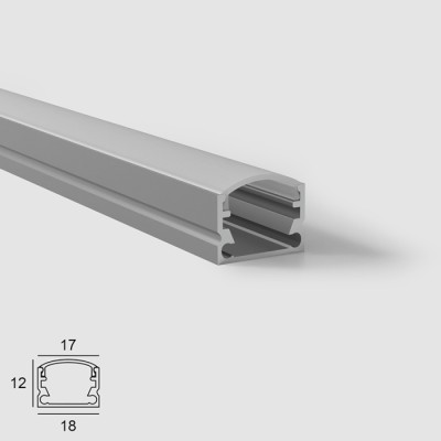 Алуминиев профил за LED лента OM 9029 | 18×12 мм | Овален капак | 1 метър