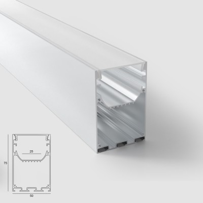 Алуминиев профил за LED лента Eco Line 50 OM | 50x75 мм | 1 метър | Опалов дифузер