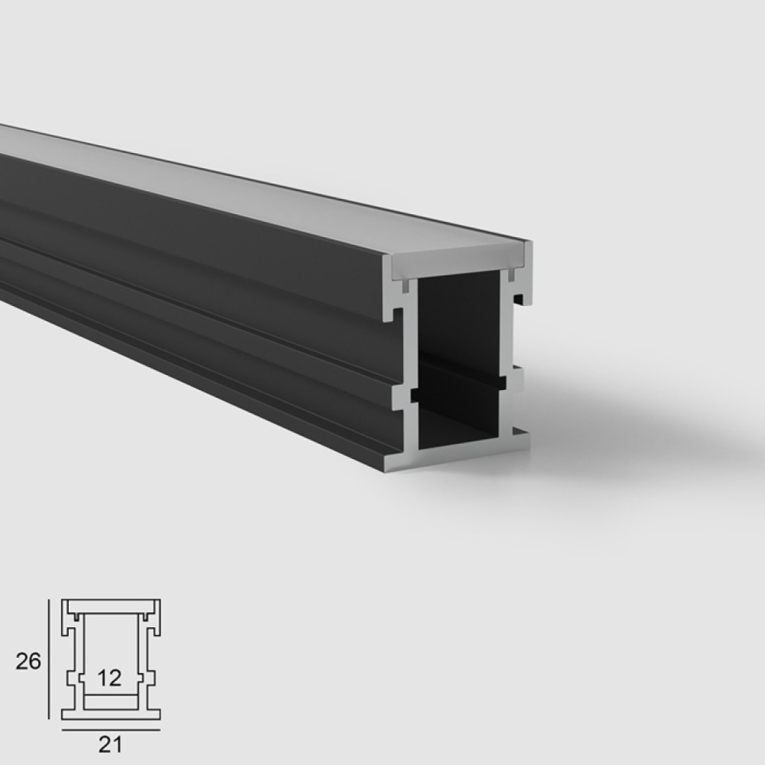 Снимка на Алуминиев профил за вграждане в земя на LED 2126F | 21×26 мм | 1 метър | OPAL дифузер