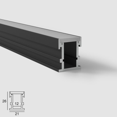 Алуминиев профил за вграждане в земя на LED 2126F | 21×26 мм | 1 метър | OPAL дифузер