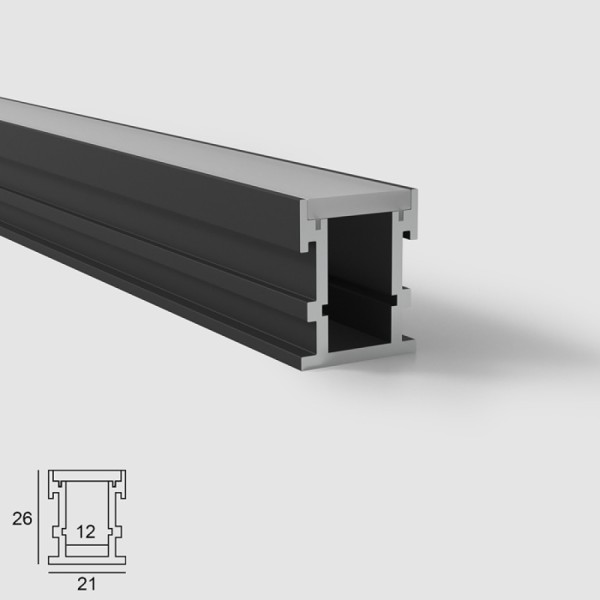 Снимка на Алуминиев профил за вграждане в земя на LED 2126F | 21×26 мм | 1 метър | OPAL дифузер