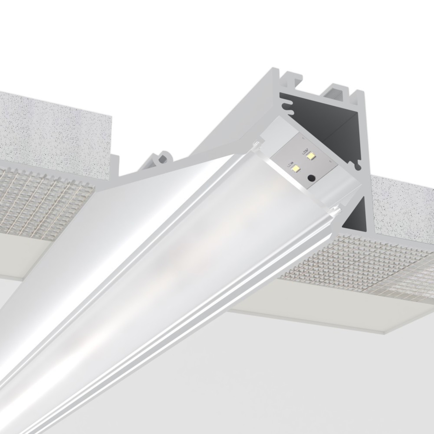 Снимка на Алуминиев профил за LED лента Fillet Pro Trimless | 94×35 мм | Безрамков монтаж в гипсокартон | 1 метър