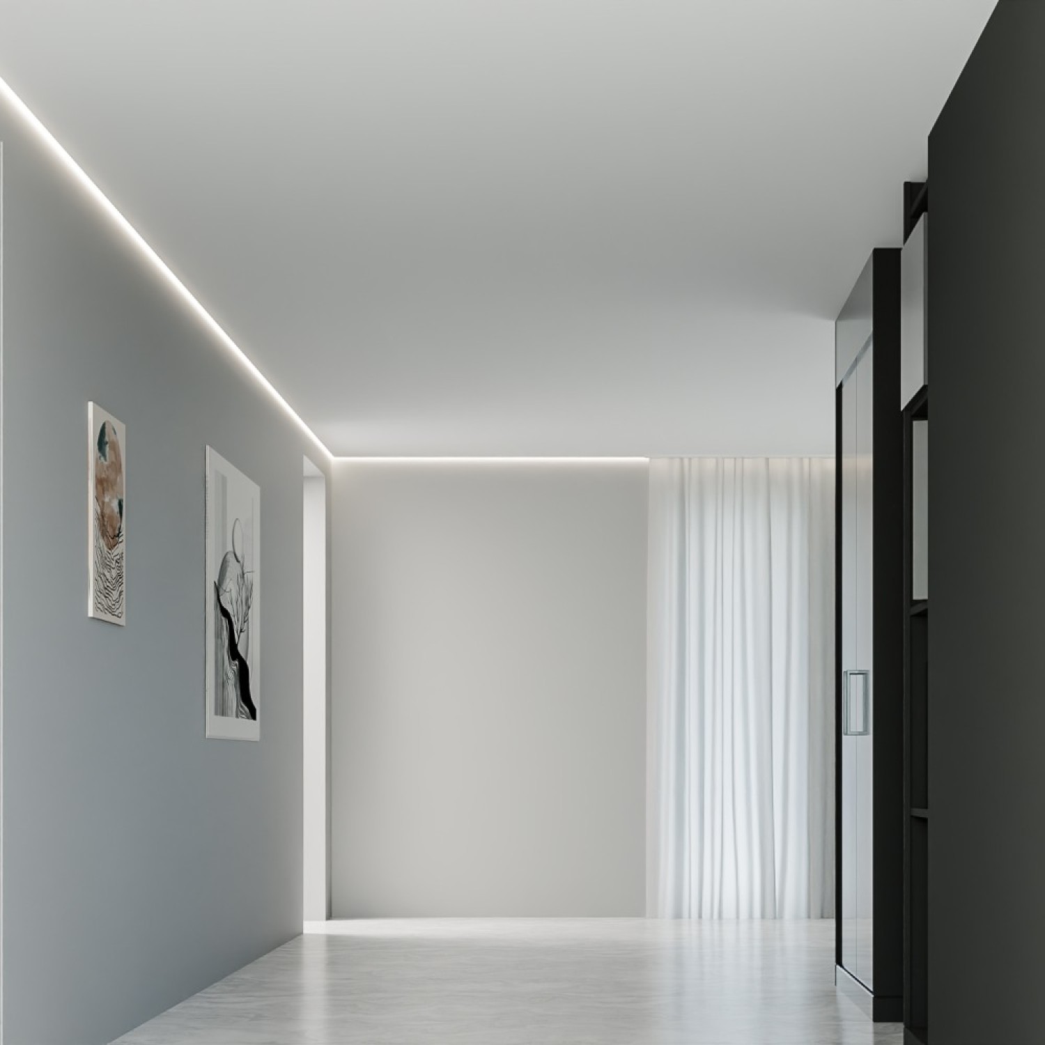 Детайлно изображение на Алуминиев профил за LED лента Corner Shadow Trimless | 3 метра | Скрит монтаж Снимка на Алуминиев профил за LED лента Corner Shadow Trimless | 3 метра | Скрит монтаж