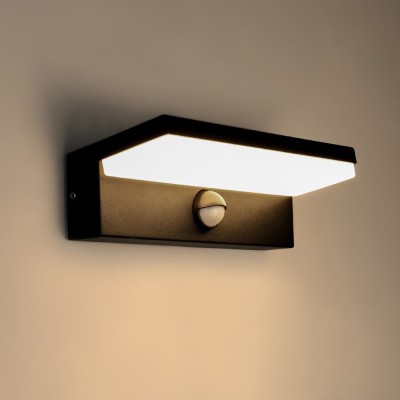 Фасадна LED лампа Brio | PIR сензор | IP54 | 9W | 3000K