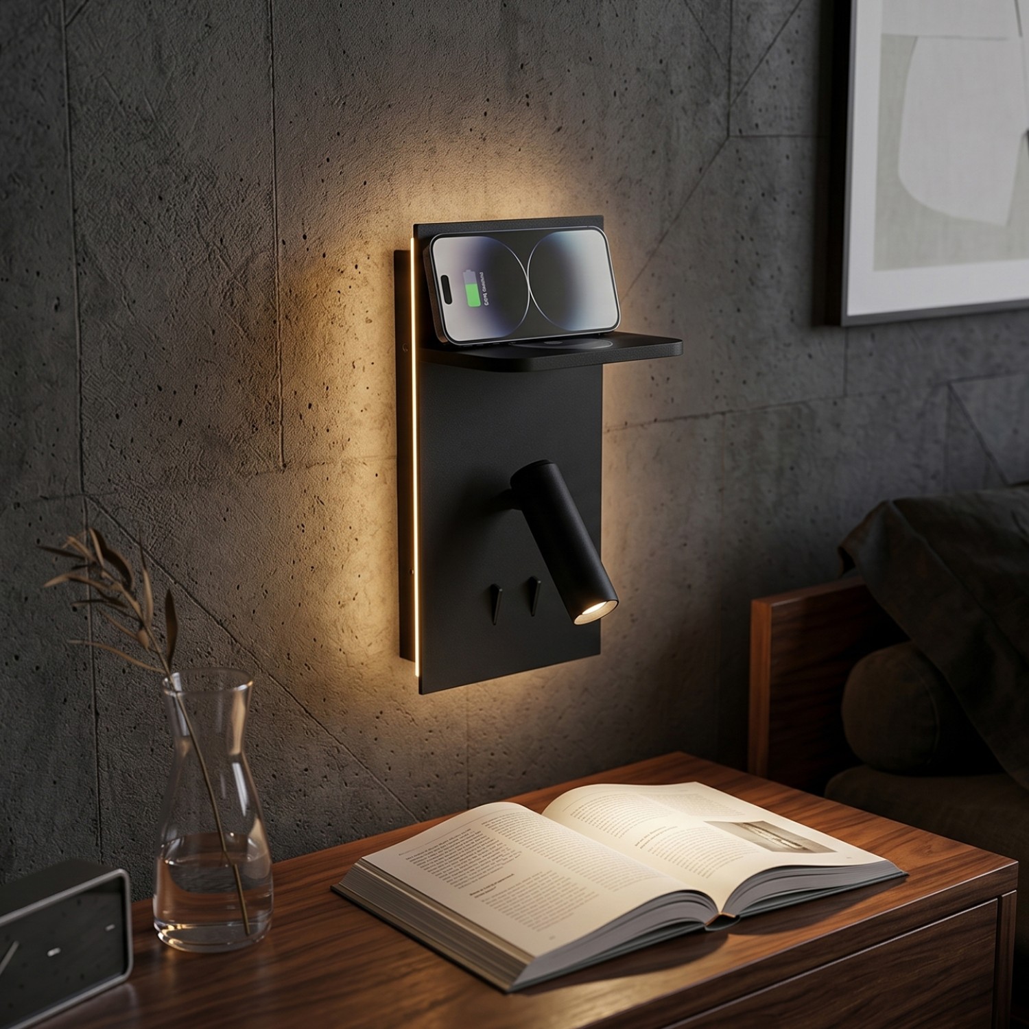 Снимка на Стенен аплик Dock с рафт | USB Type-C | Безжично зарядно