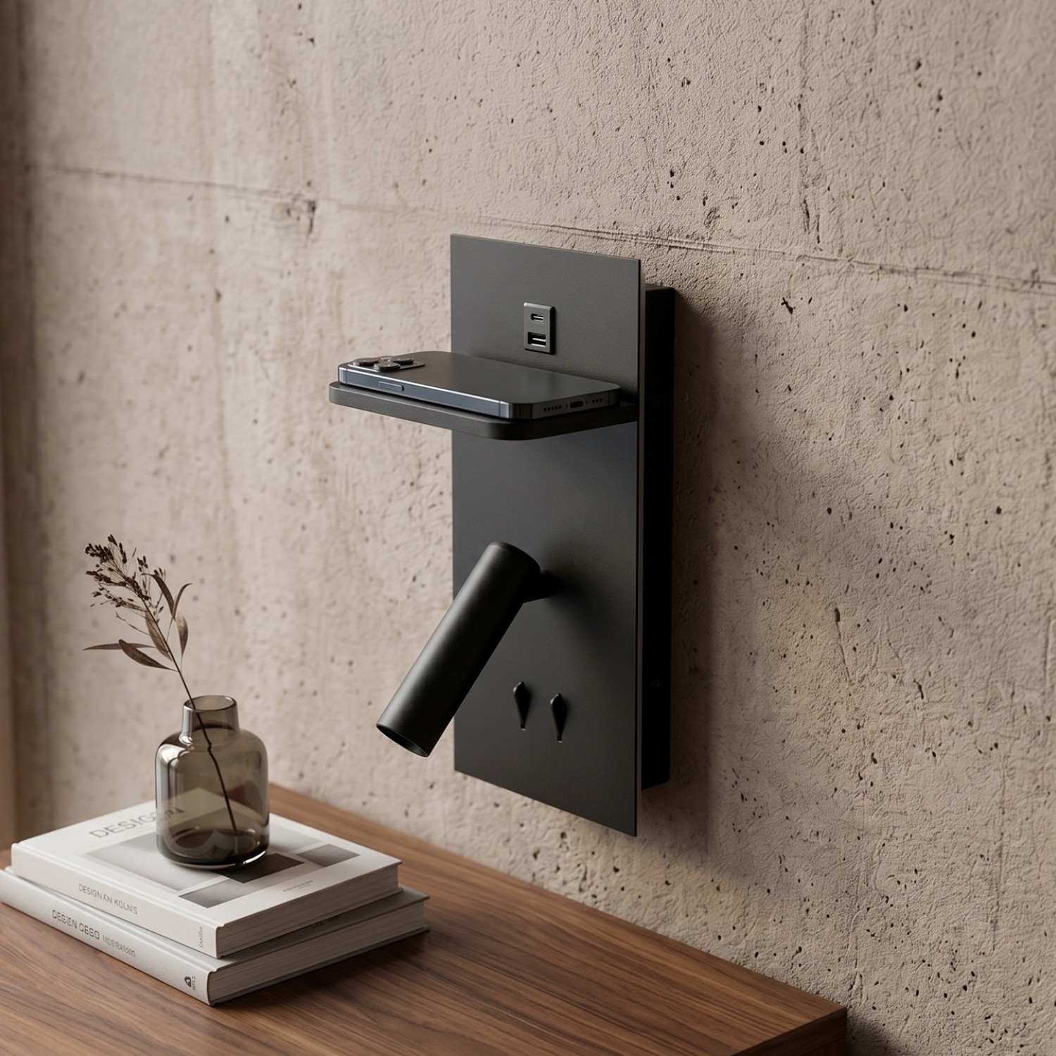 Снимка на Стенен аплик Dock с рафт | USB Type-C | Безжично зарядно