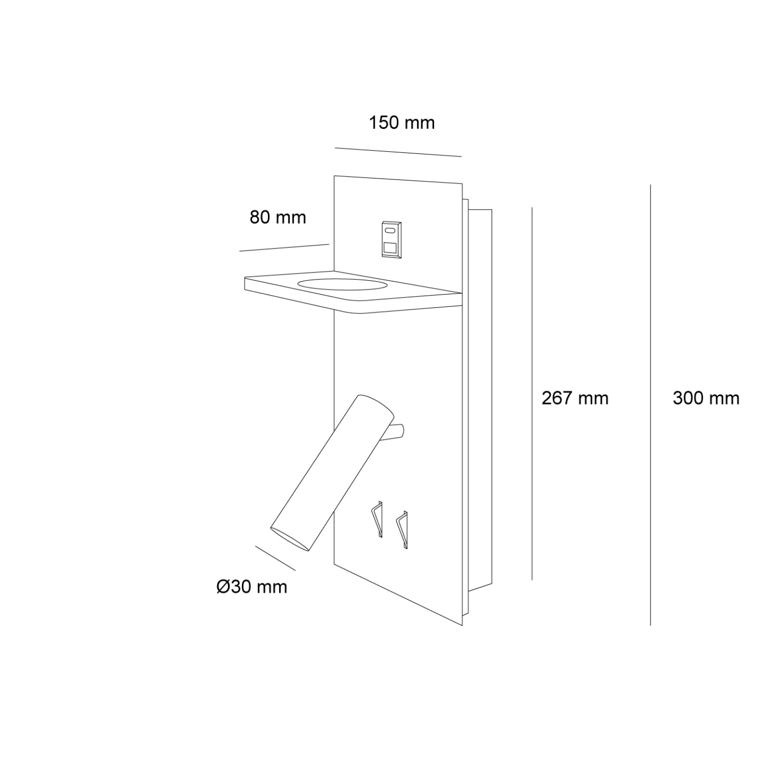 Снимка на Стенен аплик Dock с рафт | USB Type-C | Безжично зарядно