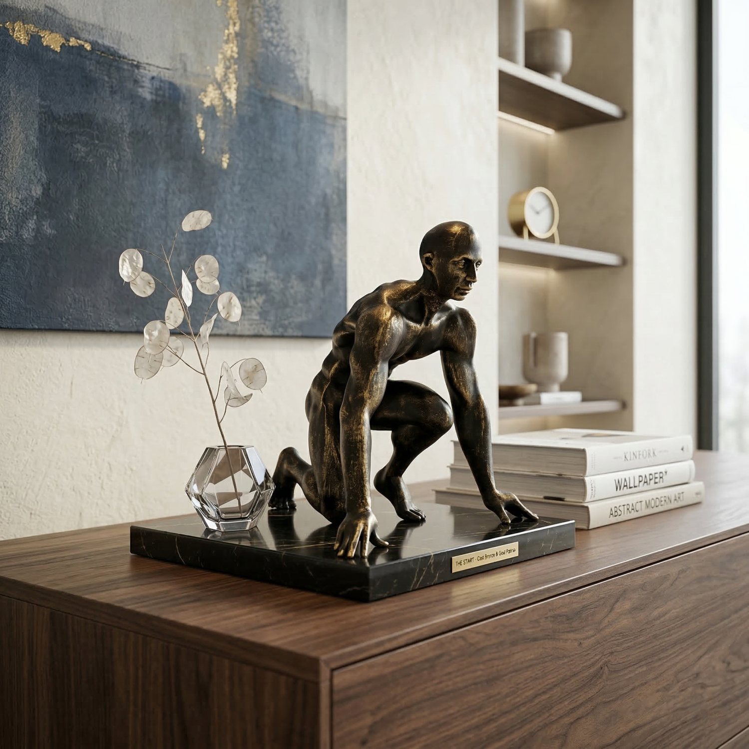 Снимка на Скулптура на атлет в стартова позиция Runner | 28cm | Бронз
