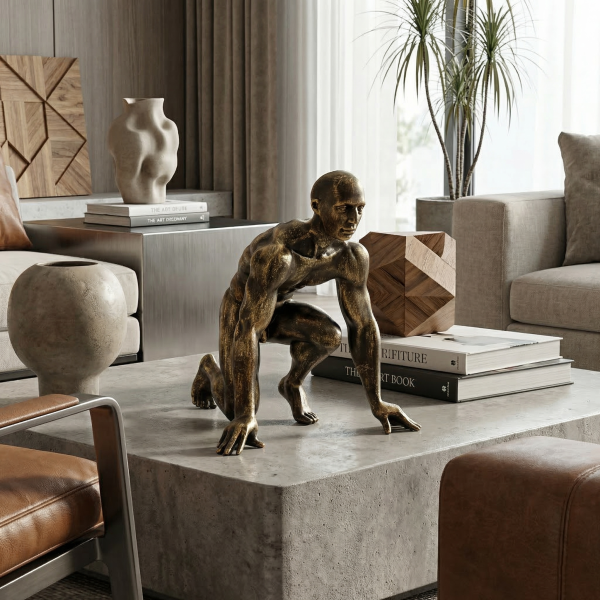 Снимка на Скулптура на атлет в стартова позиция Runner | 28cm | Бронз