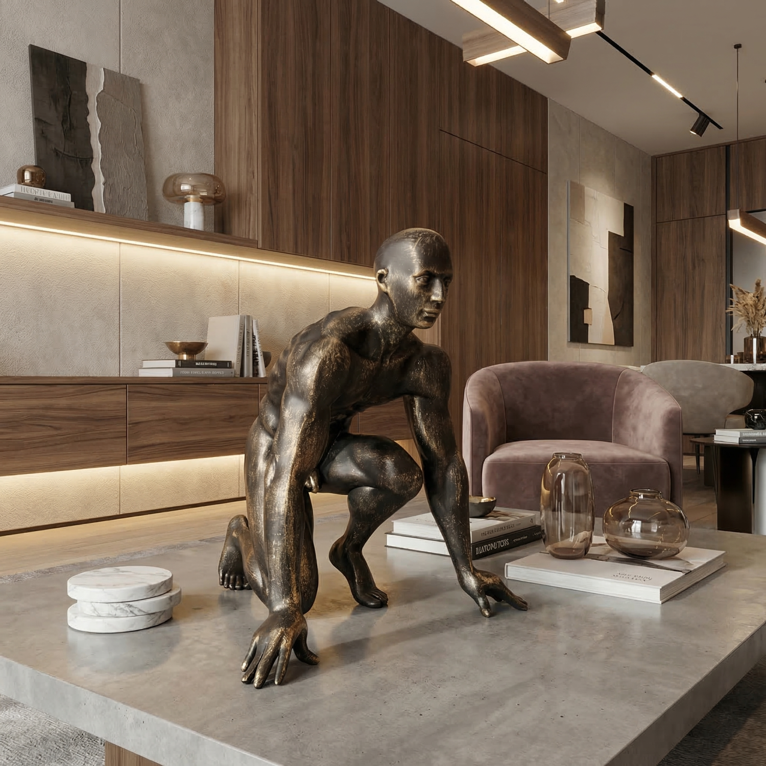 Снимка на Скулптура на атлет в стартова позиция Runner | 28cm | Бронз