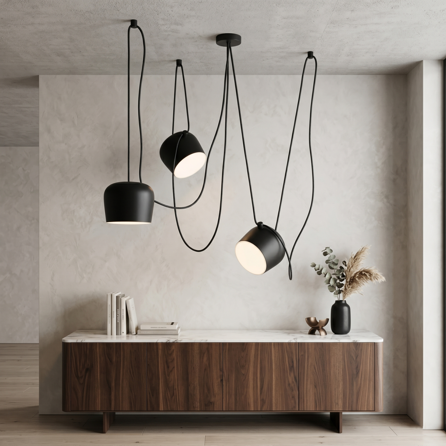 Снимка на Модулен висящ полилей с три черни абажура Bowls | 3x10W | CCT
