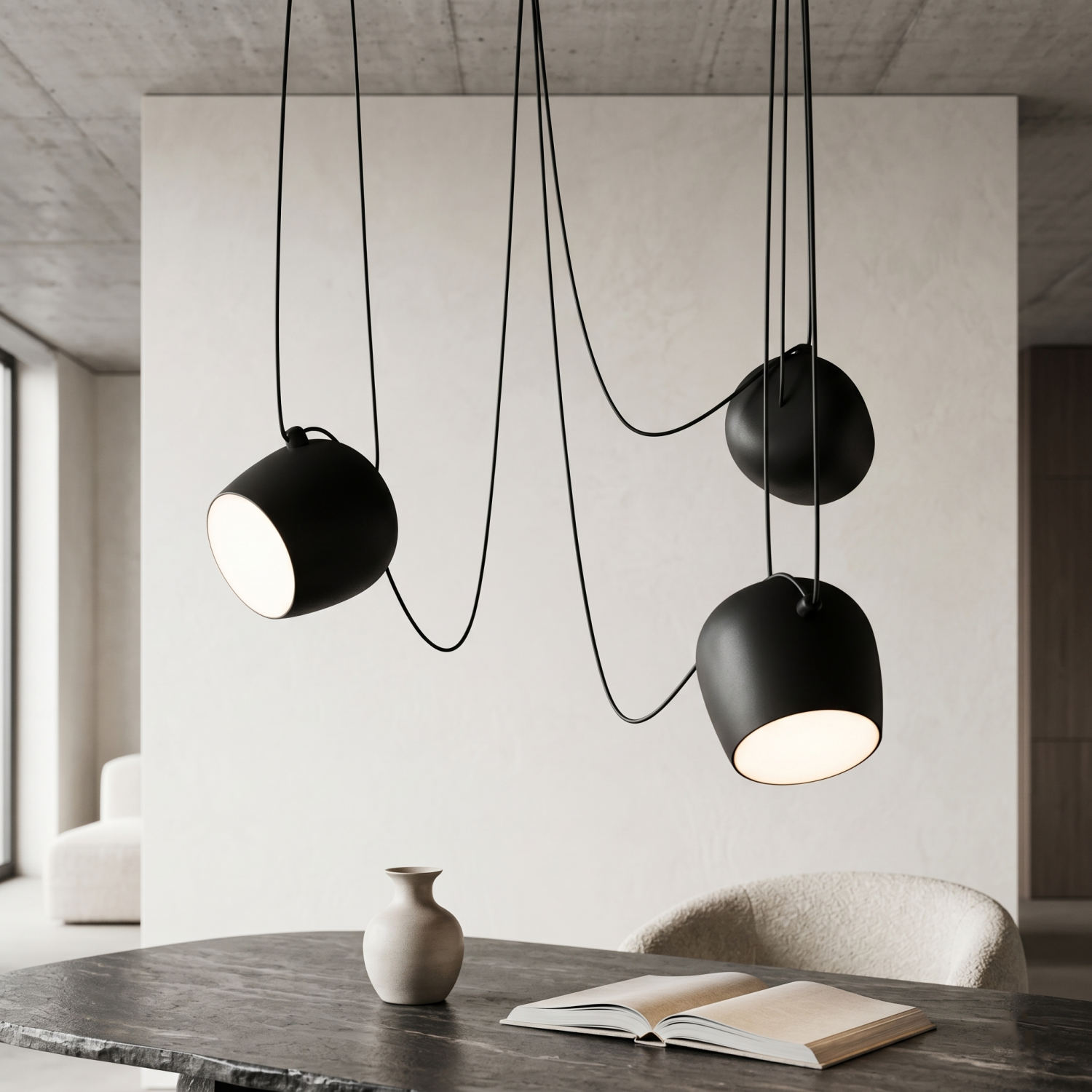 Снимка на Модулен висящ полилей с три черни абажура Bowls | 3x10W | CCT