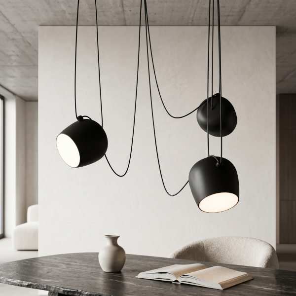 Снимка на Модулен висящ полилей с три черни абажура Bowls | 3x10W | CCT
