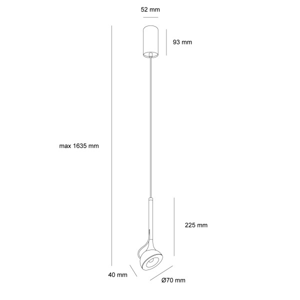 Снимка на Висящ пендел Lora 6W |CRI90 | 3000K | Черен
