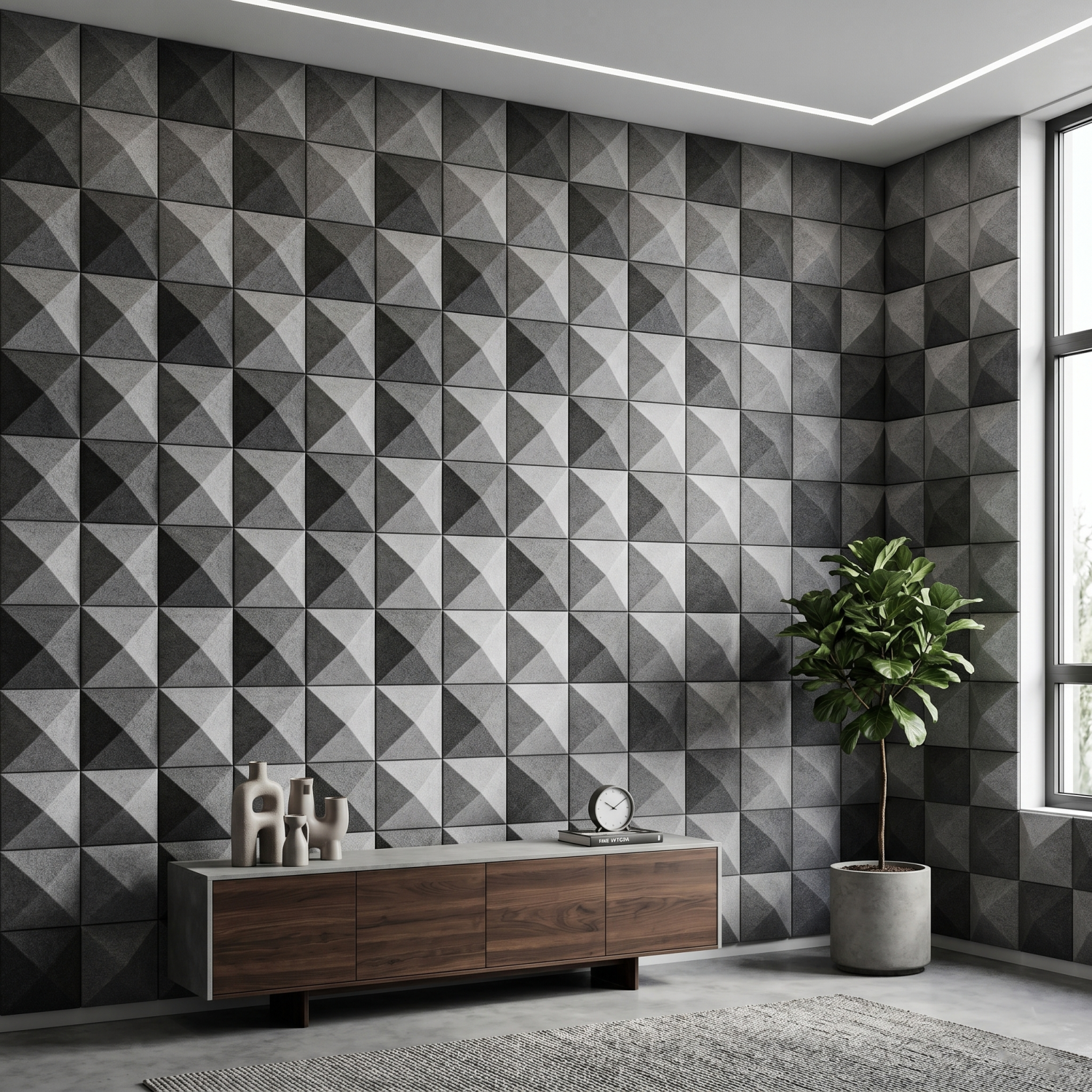 Детайлно изображение на 3D акустичен панел Pyramid 300x300x50 mm Снимка на 3D акустичен панел Pyramid 300x300x50 mm