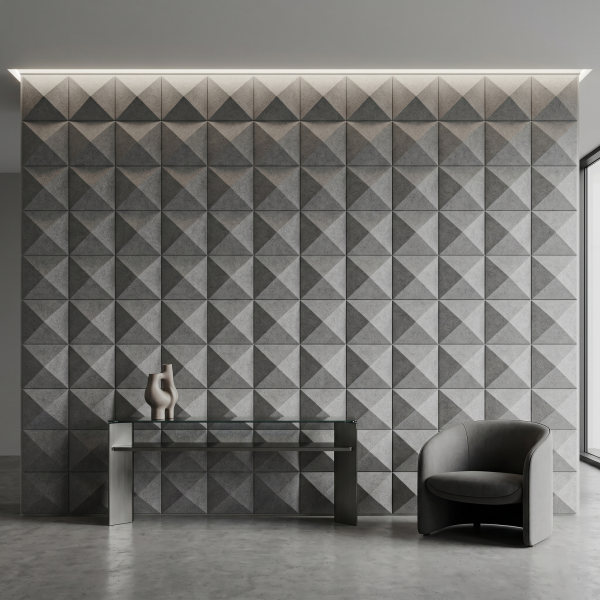 Детайлно изображение на 3D акустичен панел Pyramid 300x300x50 mm Снимка на 3D акустичен панел Pyramid 300x300x50 mm