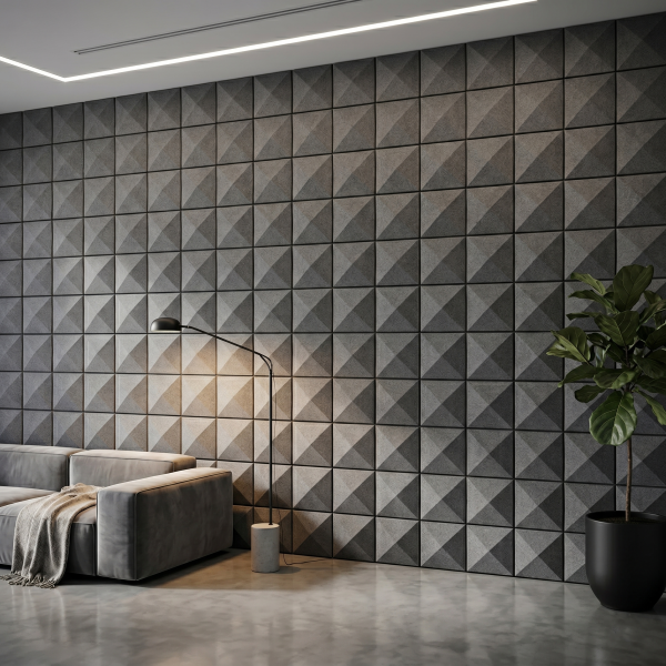 Детайлно изображение на 3D акустичен панел Pyramid 300x300x50 mm Снимка на 3D акустичен панел Pyramid 300x300x50 mm