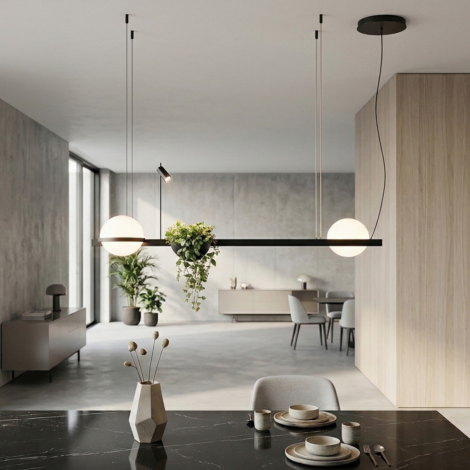 Детайлно изображение на Дизайнерска висяща LED лампа Astro Duo | 24W | Черна | 3000K Снимка на Дизайнерска висяща LED лампа Astro Duo | 24W | Черна | 3000K