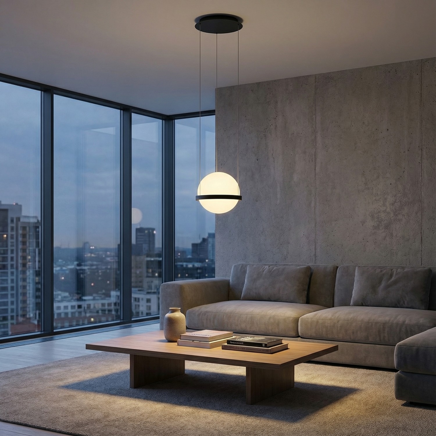 Снимка на Висяща LED лампа Astro Orb | Сферична | 12W | Черна