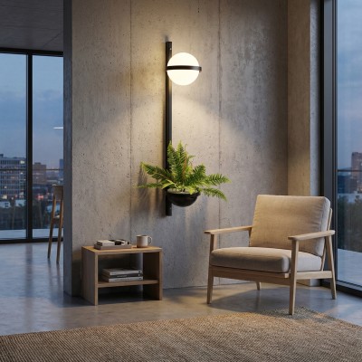 Стенен LED аплик с поставка за растение Astro Pot Wall | 12W | Черен | 3000K