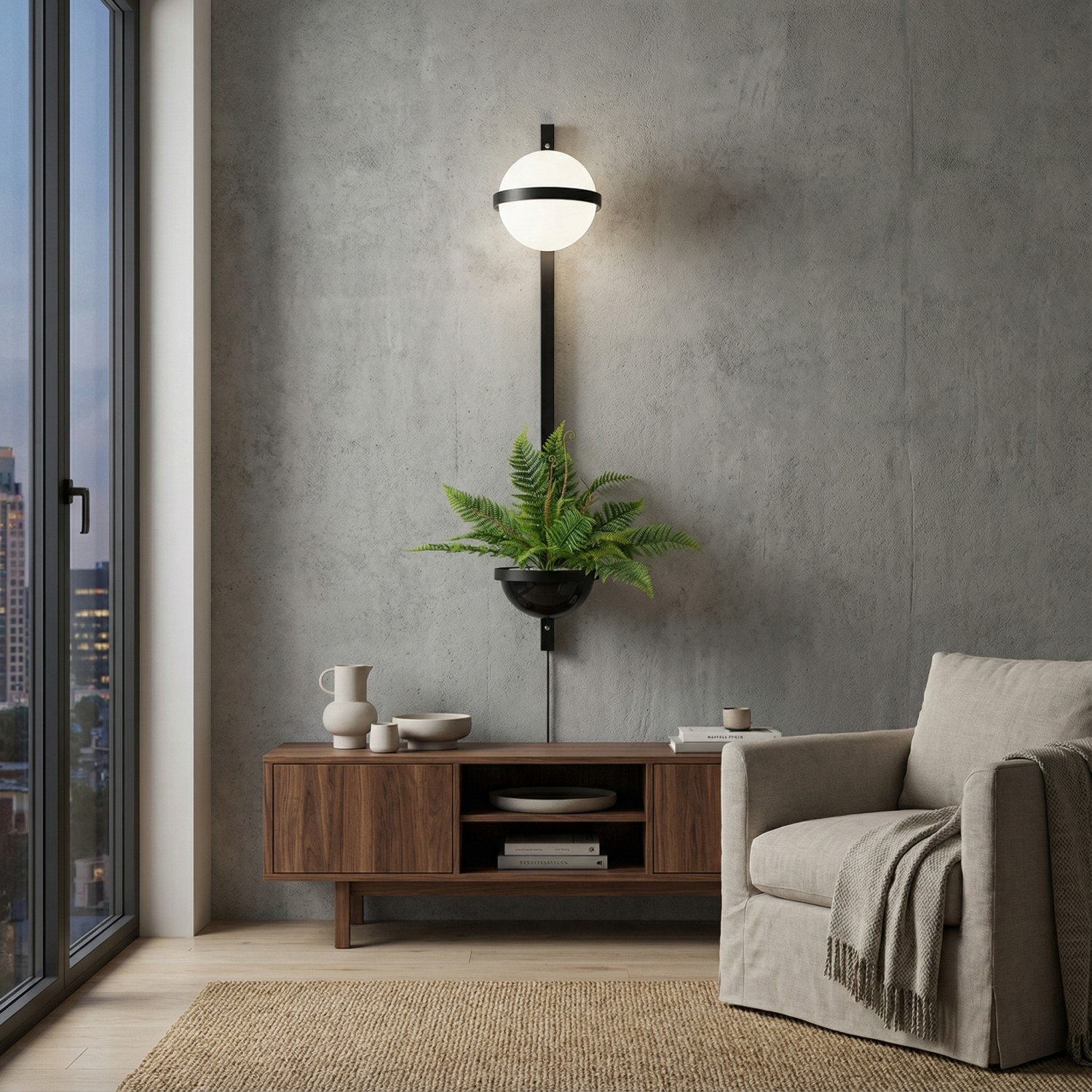 Снимка на Стенен LED аплик с поставка за растение Astro Pot Wall | 12W | Черен | 3000K