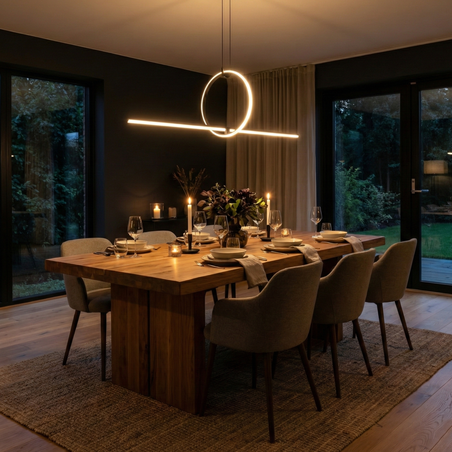 Снимка на Висящ LED полилей Balans 1| Минималистичен | 70W | 3000K | Черен