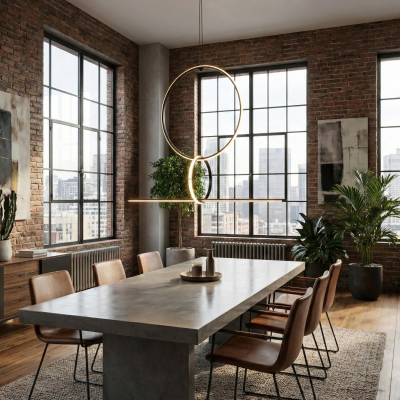 Висящ LED полилей Balans | Два пръстена | 60W | 3000K | Черен