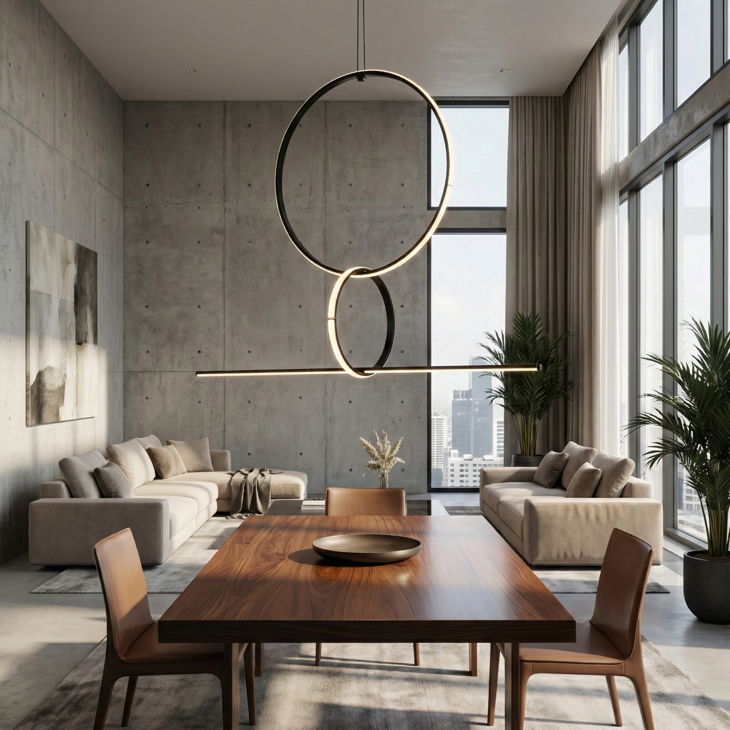 Детайлно изображение на Висящ LED полилей Balans | Два пръстена | 60W | 3000K | Черен Снимка на Висящ LED полилей Balans | Два пръстена | 60W | 3000K | Черен